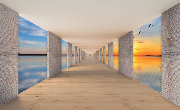 Foto tapeta - Tunel s pogledom na jezero (152,5x104 cm)
