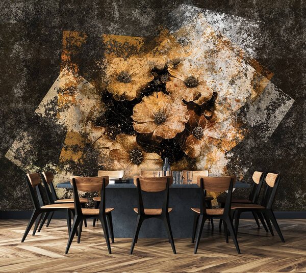 Foto tapeta - Zlatno cvijeće - zid (152,5x104 cm)