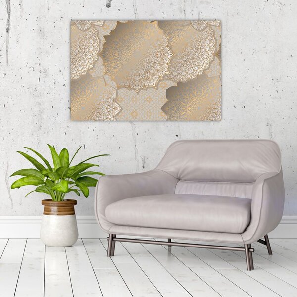Slika - Mandale v zlatih tonih (90x60 cm)