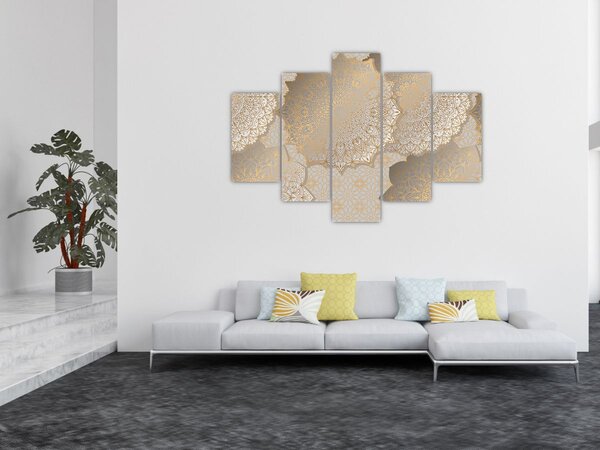 Slika - Mandale v zlatih tonih (150x105 cm)