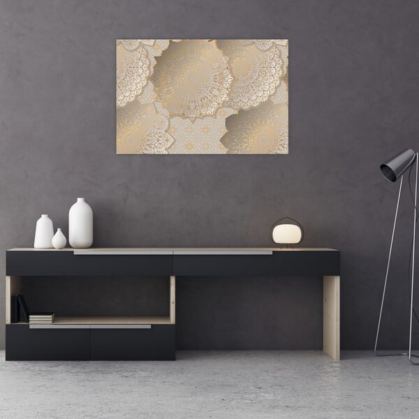 Slika - Mandale v zlatih tonih (90x60 cm)