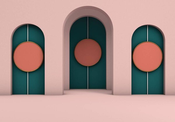 Foto tapeta - Minimalizam. Geometrijski pastelni lukovi (152,5x104 cm)