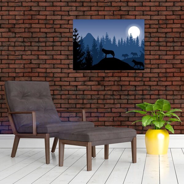 Slika - Krdel volkov pod polno luno (70x50 cm)