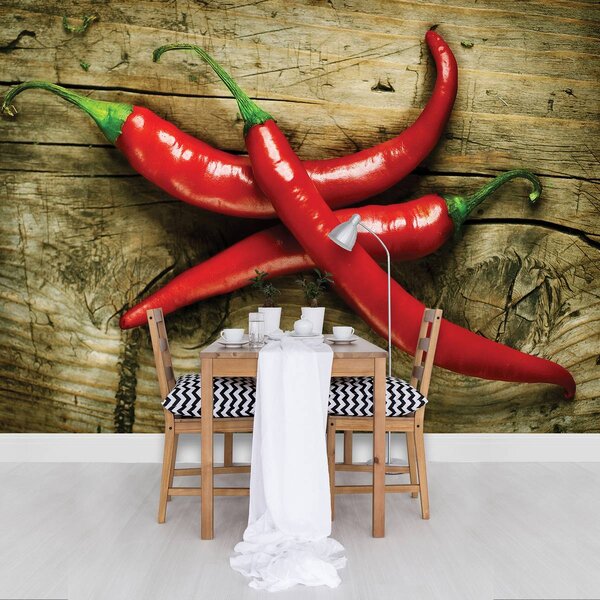 Foto tapeta - Čili papričica na drvu (152,5x104 cm)