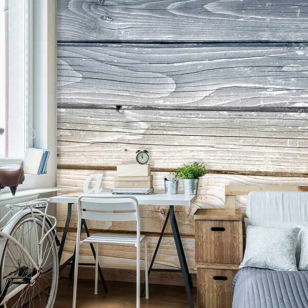 Foto tapeta - Plave i žute drvene daske (152,5x104 cm)