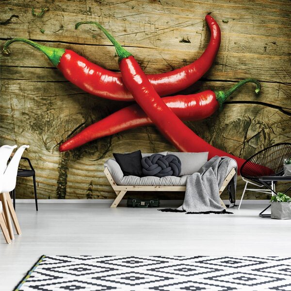 Foto tapeta - Čili papričica na drvu (152,5x104 cm)