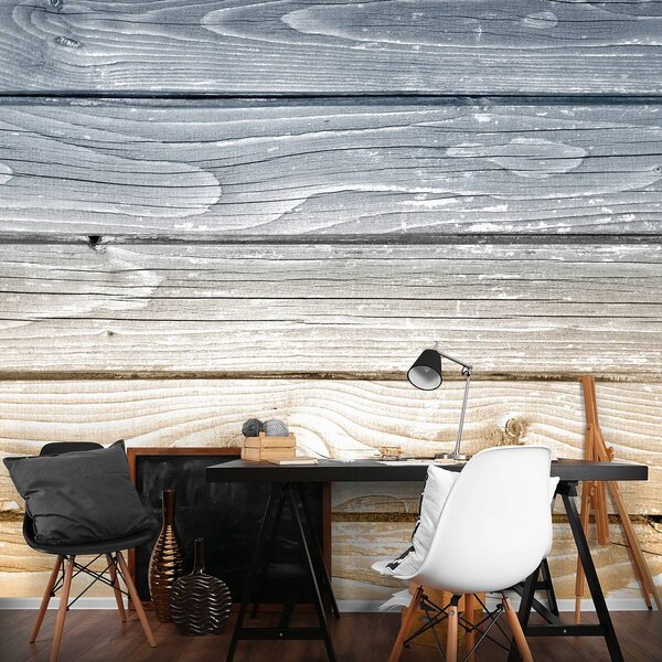 Foto tapeta - Plave i žute drvene daske (152,5x104 cm)