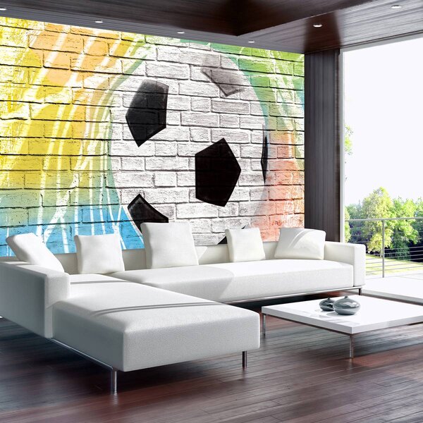 Foto tapeta - Grafiti - nogomet na zidu od opeke (152,5x104 cm)