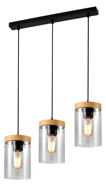 Crna/u prirodnoj boji viseća svjetiljka sa staklenim sjenilom ø 12 cm Wels – Candellux Lighting