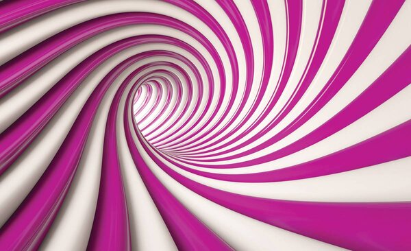 Foto tapeta - Bijeli i ružičasti 3D tunel (152,5x104 cm)