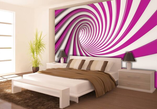 Foto tapeta - Bijeli i ružičasti 3D tunel (152,5x104 cm)