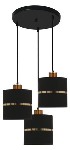Crna viseća svjetiljka s tekstilnim sjenilom ø 15 cm Assam – Candellux Lighting