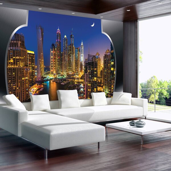 Foto tapeta - Dubajski neboderi noću (152,5x104 cm)