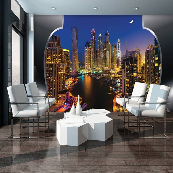 Foto tapeta - Dubajski neboderi noću (152,5x104 cm)
