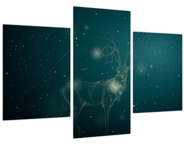 Slika - Čarobni jelen ponoči (90x60 cm)
