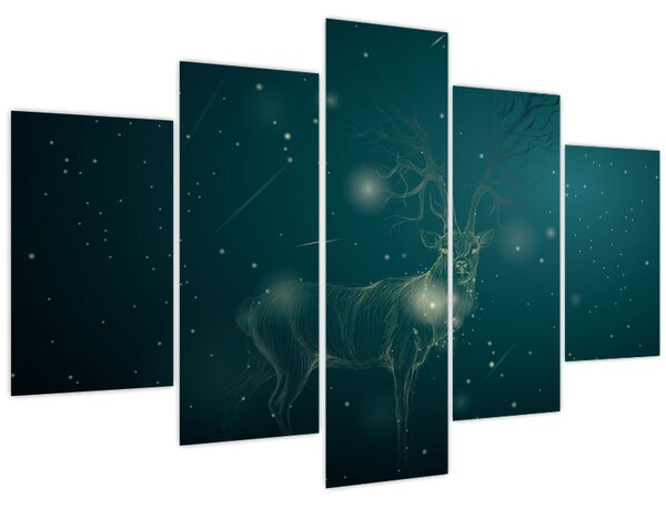 Slika - Čarobni jelen ponoči (150x105 cm)