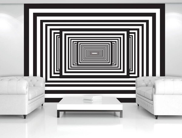 Foto tapeta - Bijeli i crni 3D tunel (152,5x104 cm)