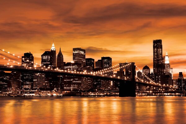Foto tapeta - New York Brooklyn Bridge City (152,5x104 cm)