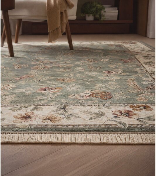 Zeleni/krem tepih viskozan 160x230 cm Oriental – Nouristan