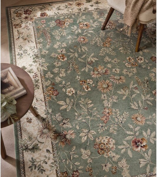 Zeleni/krem tepih viskozan 160x230 cm Oriental – Nouristan