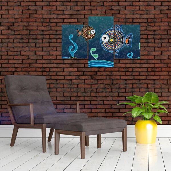Poslikava - Poslikane ribe (90x60 cm)