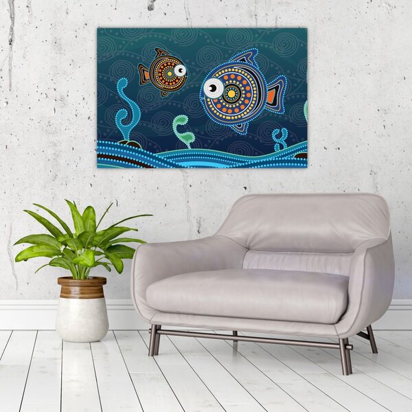 Poslikava - Poslikane ribe (90x60 cm)