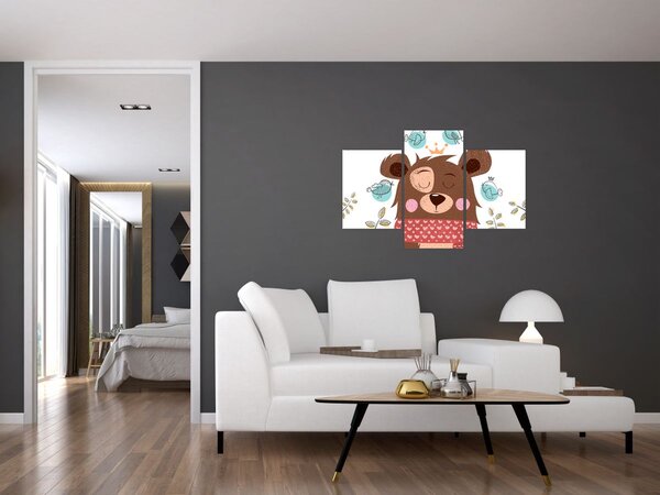 Slika - Medvedek s pticami (90x60 cm)