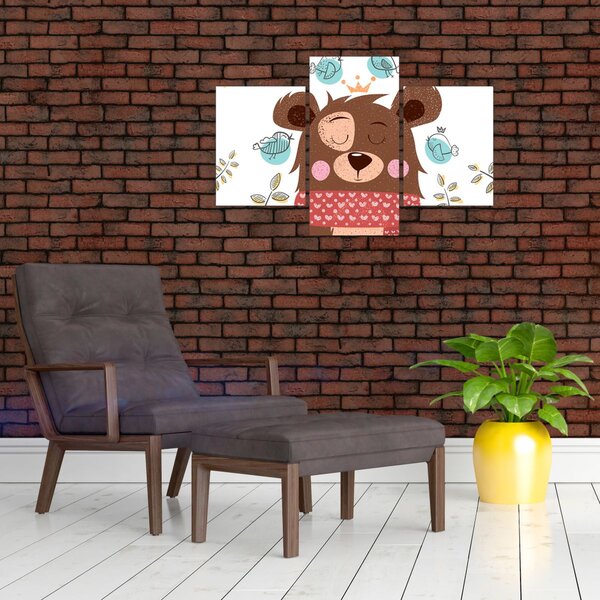 Slika - Medvedek s pticami (90x60 cm)