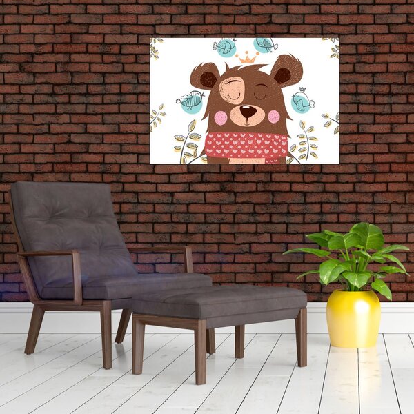 Slika - Medvedek s pticami (90x60 cm)