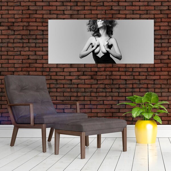 Slika ženske v črni obleki (120x50 cm)