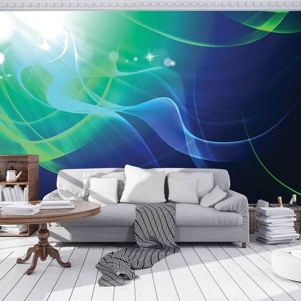 Foto tapeta - Celadon apstraktni valovi (152,5x104 cm)