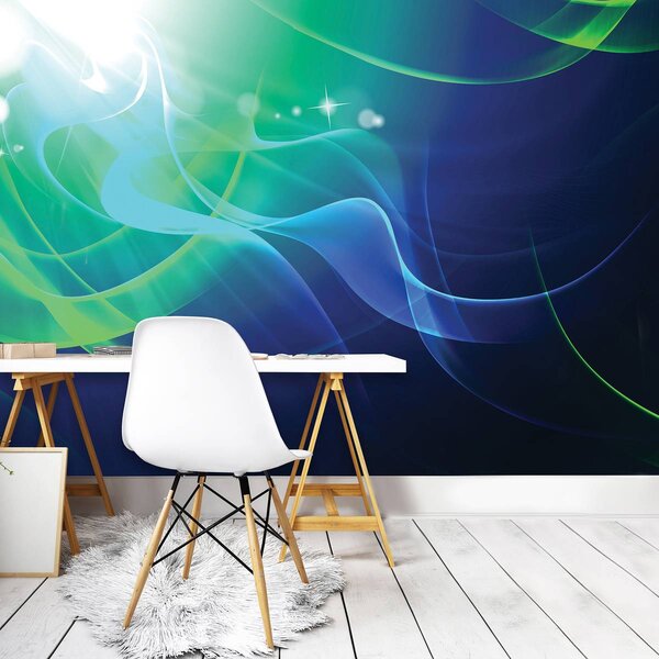 Foto tapeta - Celadon apstraktni valovi (152,5x104 cm)