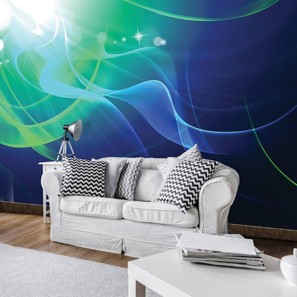Foto tapeta - Celadon apstraktni valovi (152,5x104 cm)