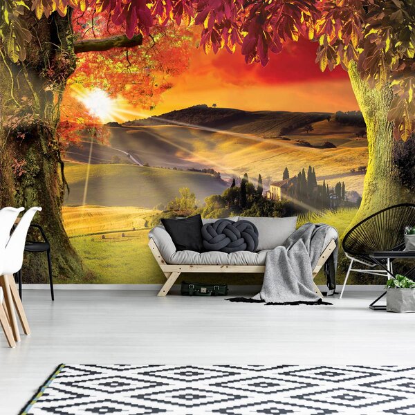 Foto tapeta - Toskana pri zalasku sunca (152,5x104 cm)