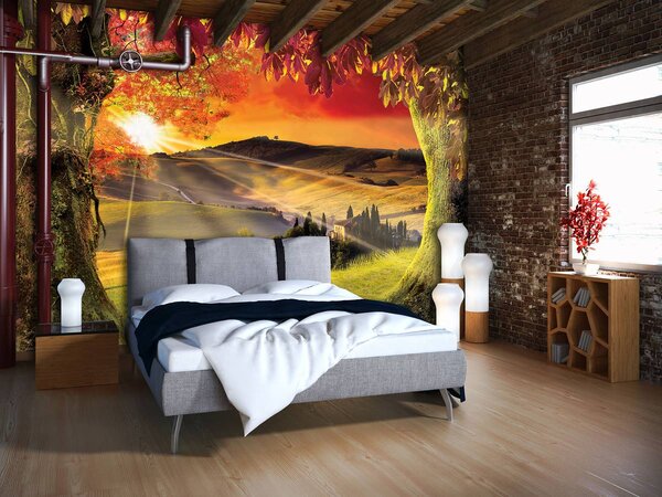 Foto tapeta - Toskana pri zalasku sunca (152,5x104 cm)