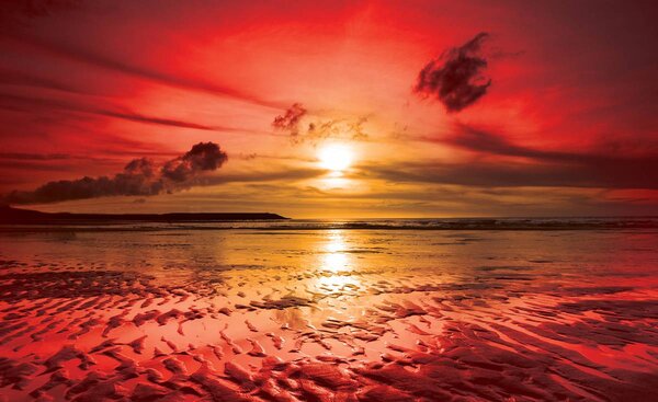 Foto tapeta - Crveni zalazak sunca (152,5x104 cm)