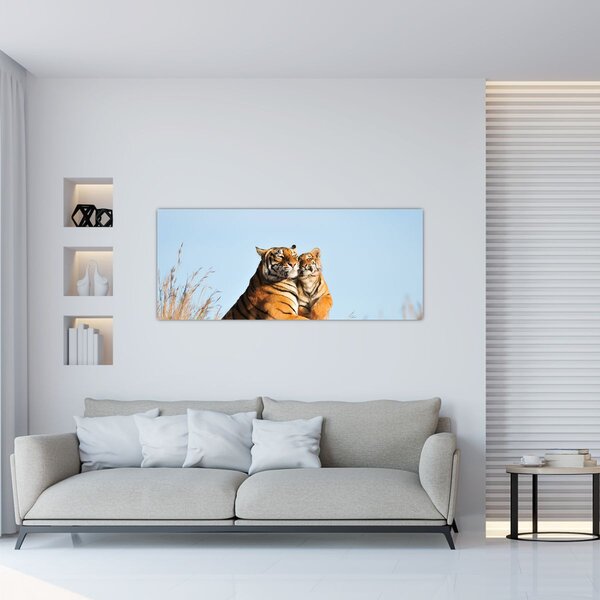 Slika - Tigrica in njen mladič (120x50 cm)