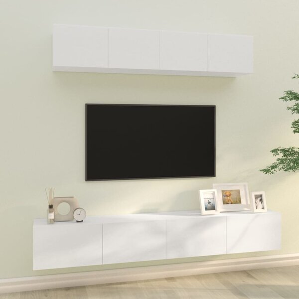 VidaXL 4-dijelni set TV ormarića sjajni bijeli konstruirano drvo