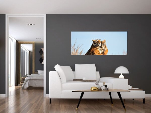 Slika - Tigrica in njen mladič (120x50 cm)