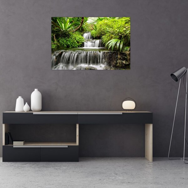 Slika - Slap v deževnem gozdu (90x60 cm)