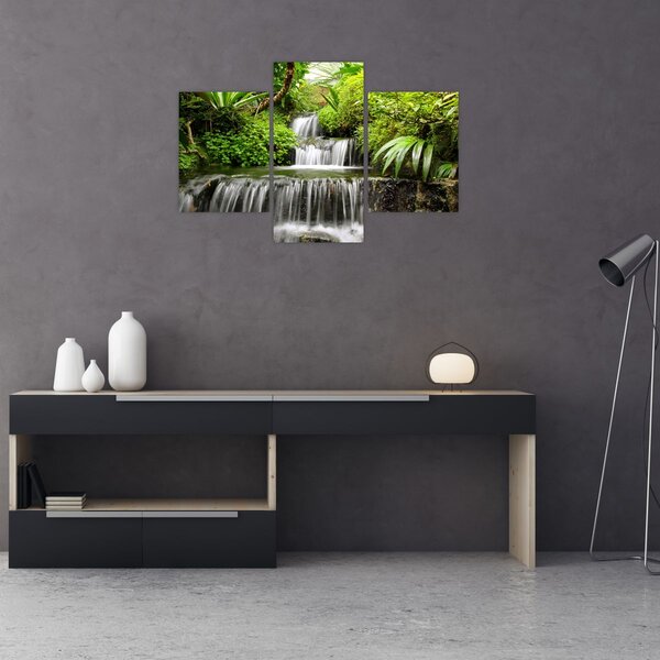 Slika - Slap v deževnem gozdu (90x60 cm)