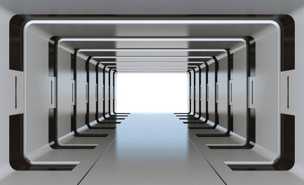 Foto tapeta - 3D srebrni tunel (152,5x104 cm)