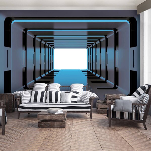 Foto tapeta - Plavi 3D tunel (152,5x104 cm)