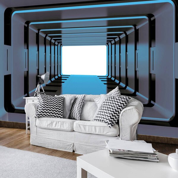 Foto tapeta - Plavi 3D tunel (152,5x104 cm)