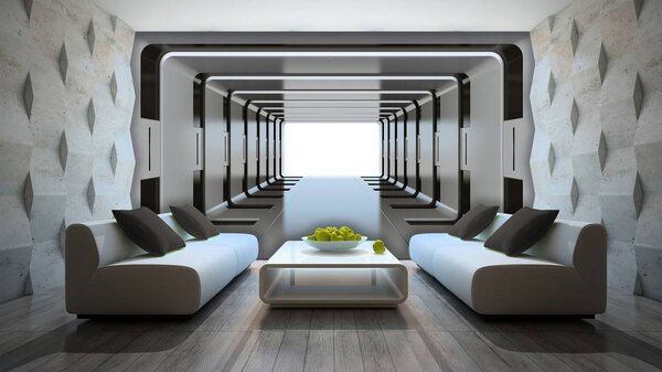 Foto tapeta - 3D srebrni tunel (152,5x104 cm)