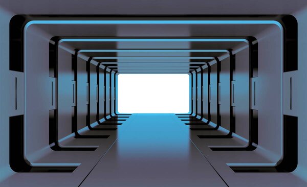 Foto tapeta - Plavi 3D tunel (152,5x104 cm)