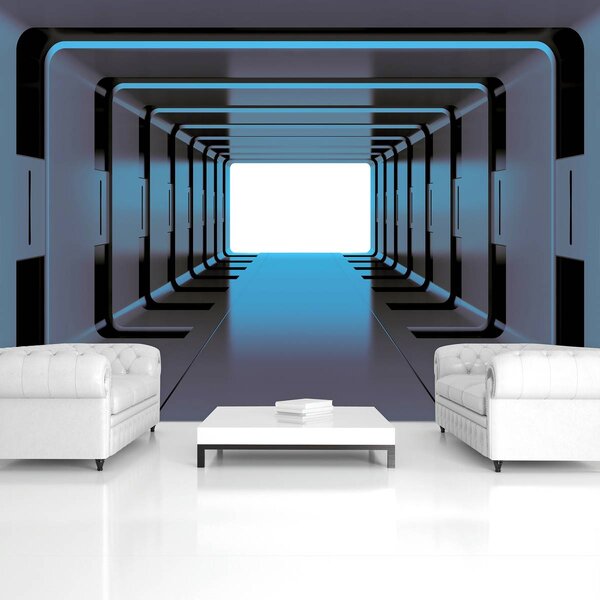 Foto tapeta - Plavi 3D tunel (152,5x104 cm)