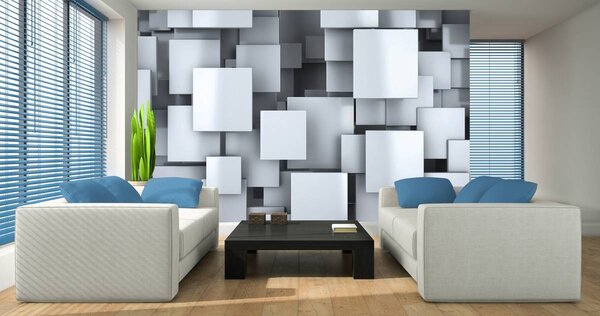 Foto tapeta - 3D kvadrati (152,5x104 cm)