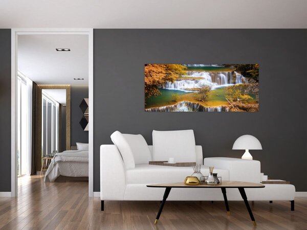 Slika - Slapovi Huay Mae Khamin, Tajska (120x50 cm)