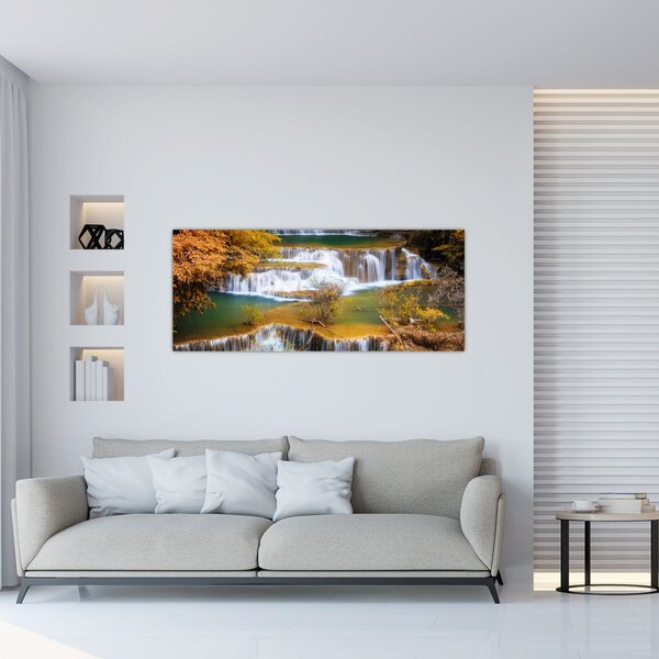 Slika - Slapovi Huay Mae Khamin, Tajska (120x50 cm)